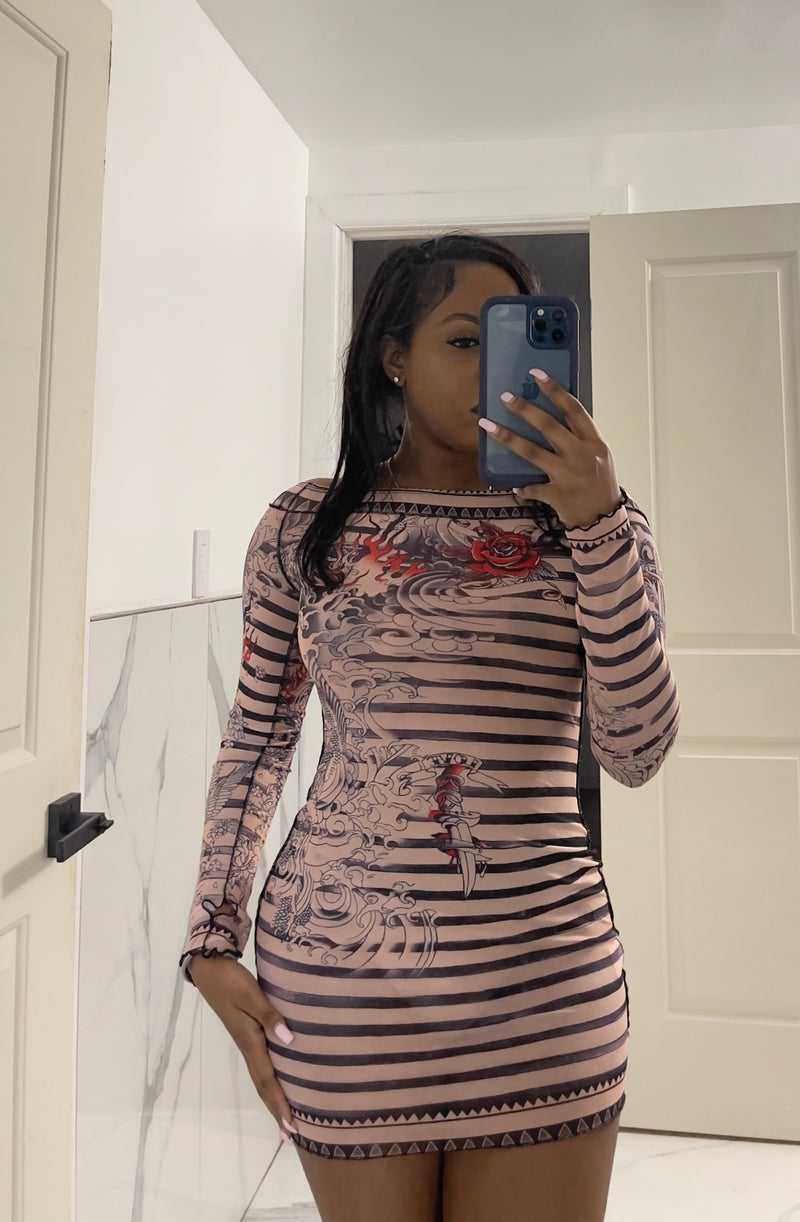 Body Print Mini Dress
