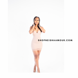 Mesh mini dress (Beige)